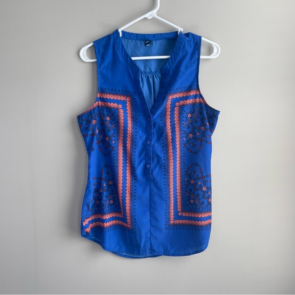 Old Navy Tops - Old Navy Blue/Orange Floral Print Sleevless Top M